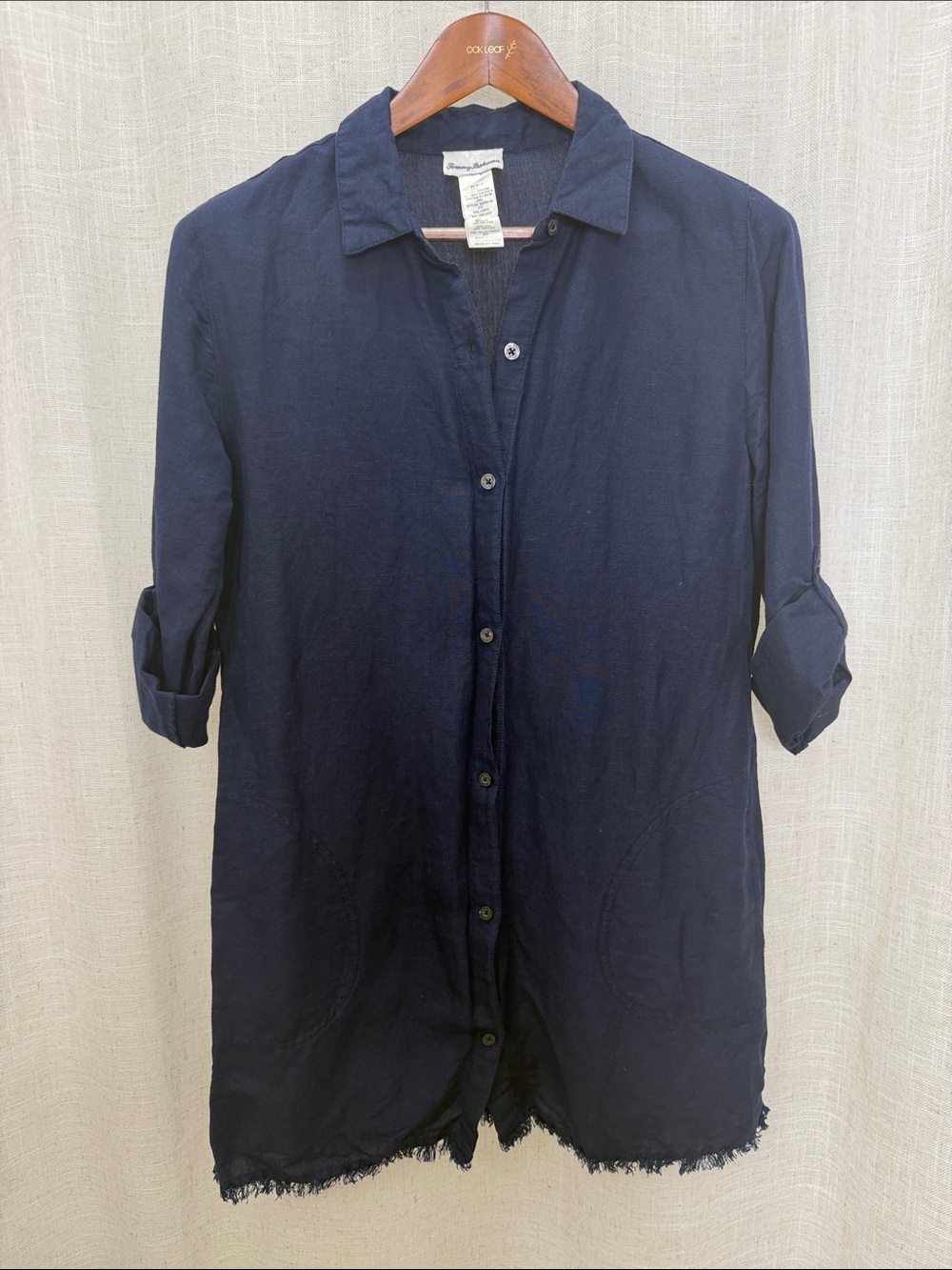 Tommy Bahama Navy Button-Down Long Sleeve Shirt Dress Size Small